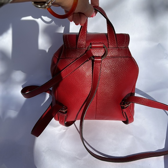 Coach Women's Pennie Pebble Leather Red Backpack 22